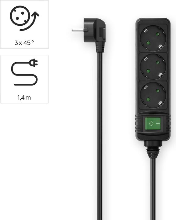 Productafbeelding Hama 00223004 Intelligente stekkerdoos 3 AC uitgangen 1,4 m (3x, 1.40 m)