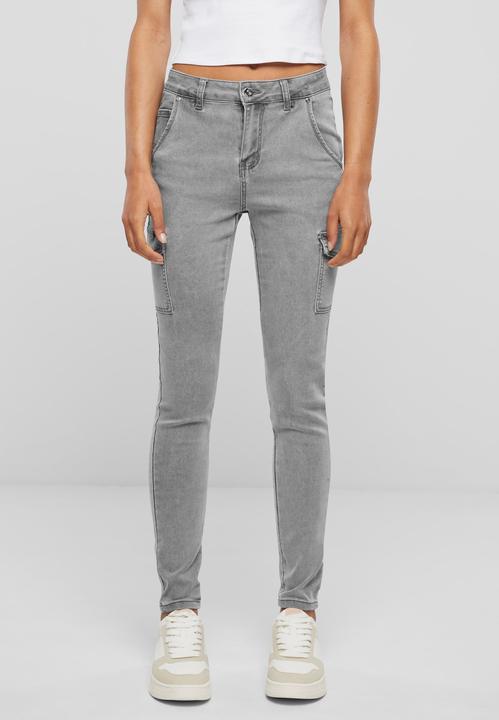 Actual product image Cloud 5ive Cloud5ive ladies high waist cargo jeans trousers with washed look - 131275 (S)