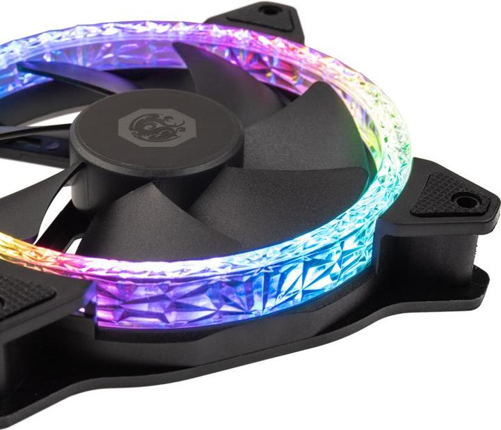 Actual product image Bitspower Notos RGB PWM fan, 120mm - black, 3-pack (120 mm, 3 x)