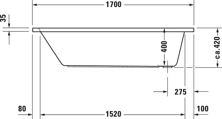 Produktbild Duravit Rechteckbadewanne Krperformbadewanne D-Code 70 x 170 cm wei glatt 700098000000000 (110 l, 170 cm, 70 cm)