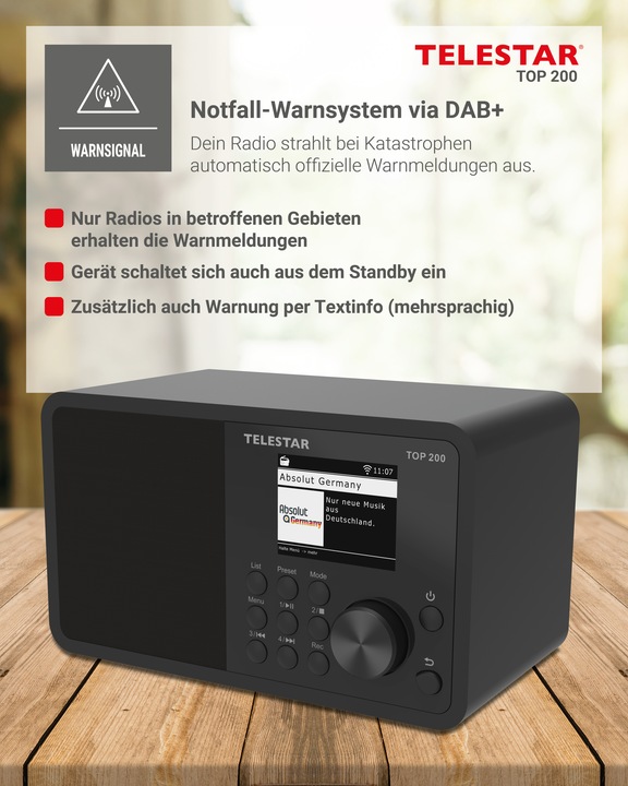 Produktbild Telestar TOP 200 DAB+ Internetradio schwarz (Internetradio, DAB+, UKW, WLAN, Bluetooth)
