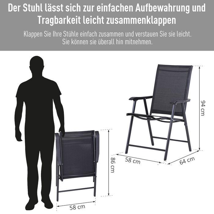 Image du produit Swisshandel24 Campingstühle 2er Set Klappstuhl, Armlehnen, Metall Schwarz 58x64x94cm