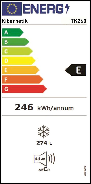 Energie-Label Kibernetik TK260 Gefrierschrank Chromstahl NoFrost (Freistehend, 274 l)