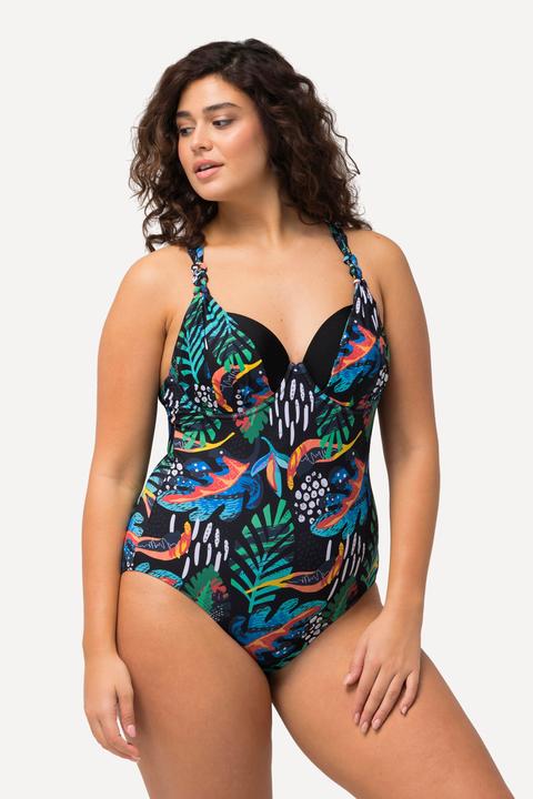 Actual product image Ulla Popken Colorful Pop of Glitter One Piece Swimsuit (54)