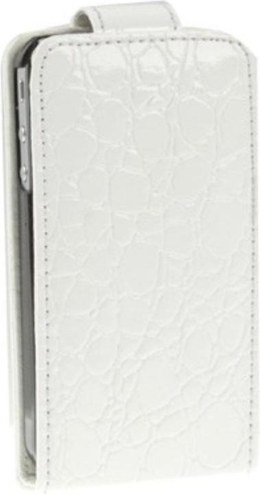 Produktbild König Design Tasche Flip Kroko für Handy Apple iPhone 4 & 4S weiss (Apple iPhone 4, LG G4s)