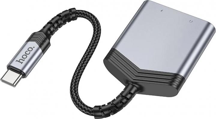 Produktbild Hoco Cable adapter AUX 2in1 Type C to Type C / Jack 3,5 mm 27W LS39 metal gray (USB-C, 3.5mm Klinke, USB-C)