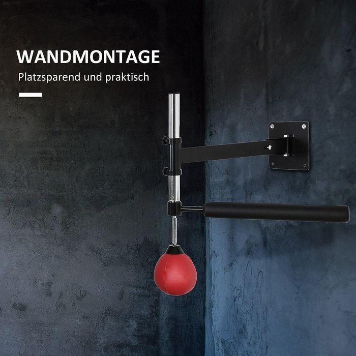 Produktbild Swisshandel24 Boxgestell mit Speedball & Reflexstange, Wandmontage, höhenverstellbar, Schwarz/Rot