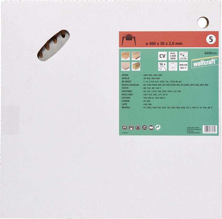Produktbild wolfcraft Tischkreissägeblatt CV, Serie rot, Ø 400 mm