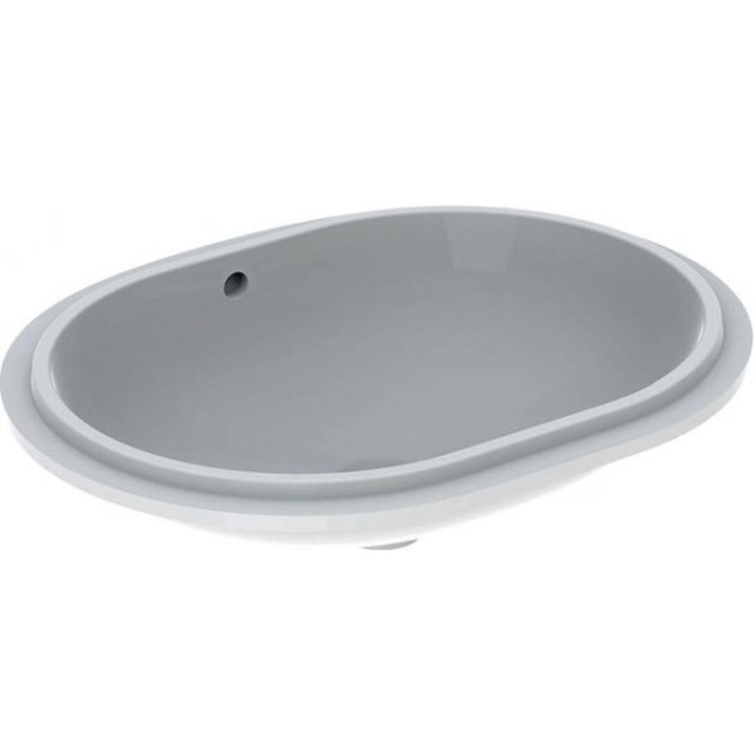 Geberit, Waschbecken, VariForm Unterbauwaschtisch elliptisch, 550x400mm, ohne Hahnloch, mit Überlauf (780 mm, 195 mm)