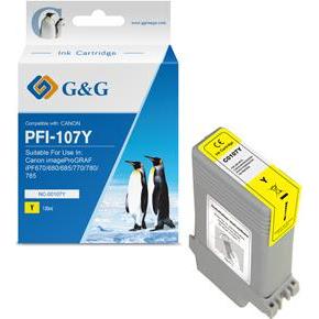G&G, Cartucce, kompatibel Ink mit PFI107Y, NC-00107Y, 6708B001, yellow, 130ml (Y)