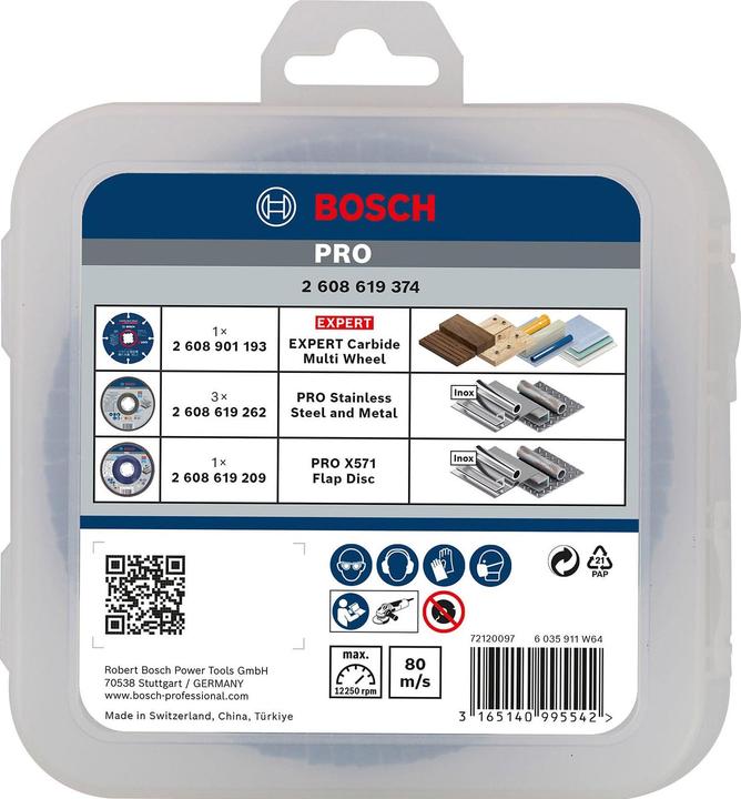 Immagine prodotto Bosch Professional Zubehör PRO Set di taglio e affilatura X-Lock, 125 x 1 x 22,23 mm
