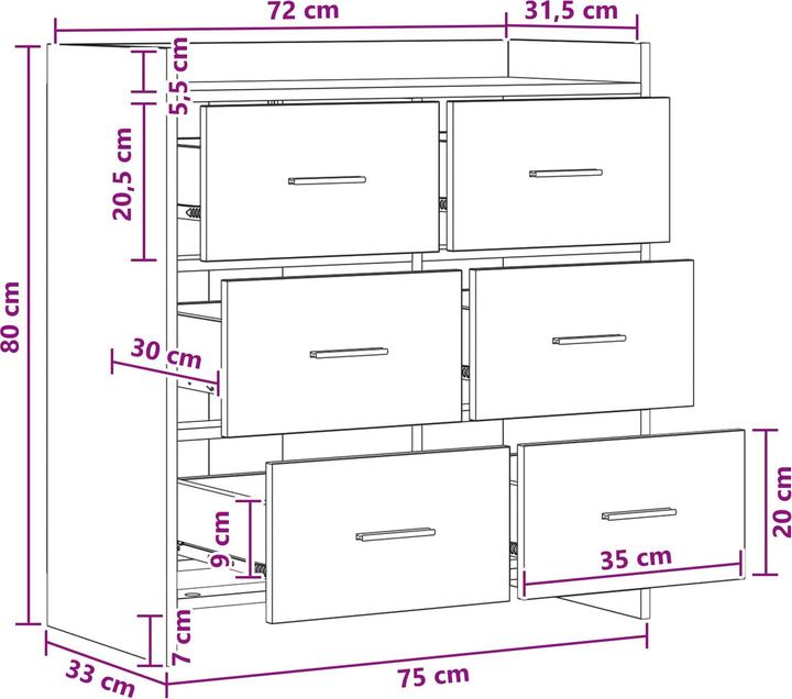 Image du produit vidaXL Sideboard-Aufbewahrung (33 x 75 x 80 cm)