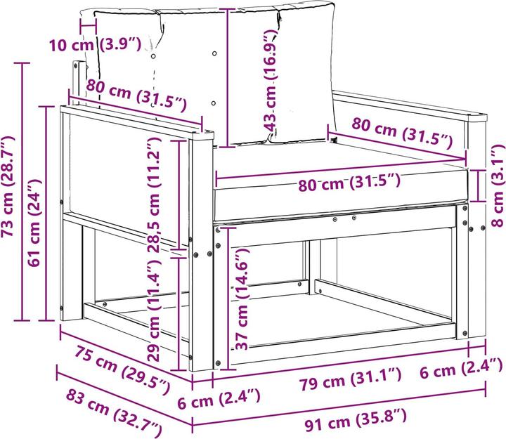 Produktbild vidaXL Outdoor Mittelsofa