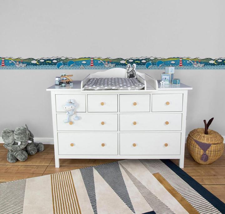 Image du produit A.S. Création Lovely Kids Chambre d'enfant Fishing Captain avec vagues et mer (15 x 500 cm)