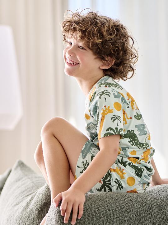 Image du produit Vertbaudet 2er-Pack Jungen Sommer-Schlafanzüge, Savannentiere mit Recycling-Baumwolle (98)