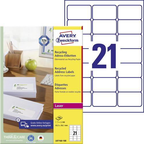 Avery Étiquettes universelles LR7160-100 DIN A4 blanc 63.5 mm x 38.1 mm