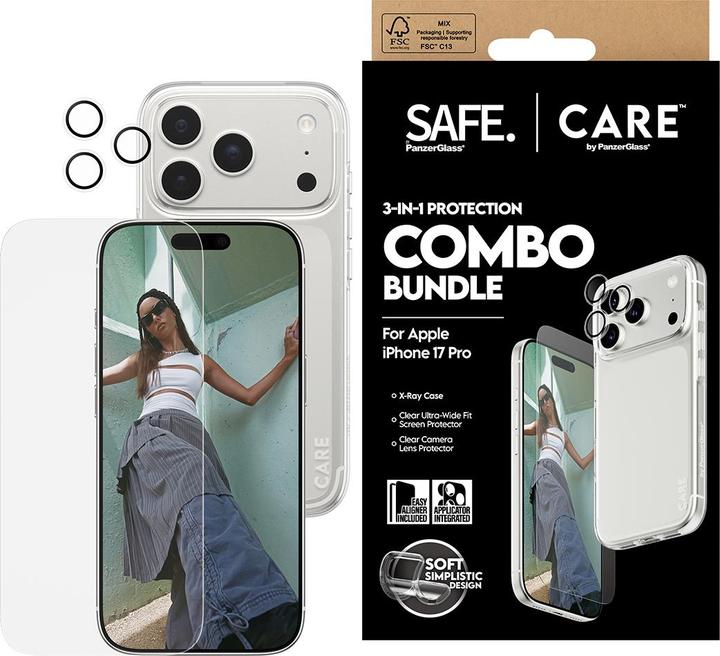 Produktbild PanzerGlass SAFE. CARE 3-in-1 Protection Combo Bundle (1 Stk., Apple iPhone 17 Pro)