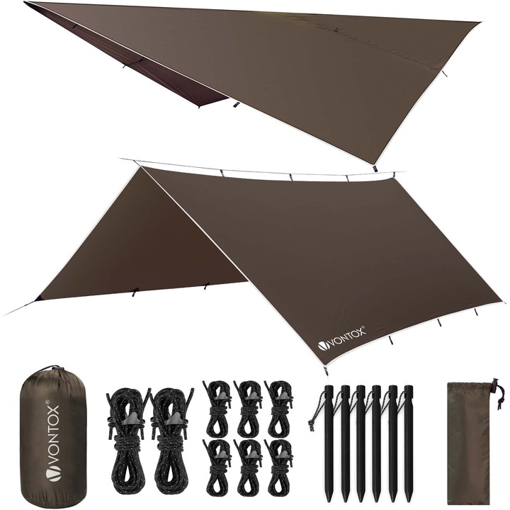 Produktbild V vontox Tarp 3x4M Wasserdicht, Dunkelbraun (Tarp)