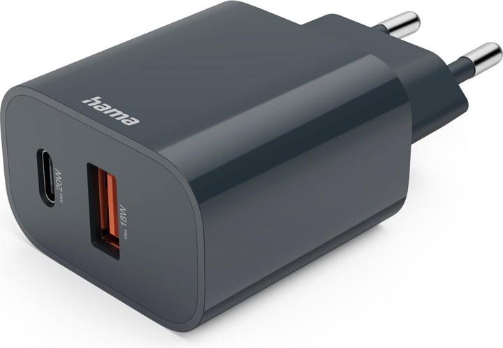 Actual product image Hama Fast charger, USB-C, USB-A, Power Delivery (PD), 20 W, anthracite (20 W)