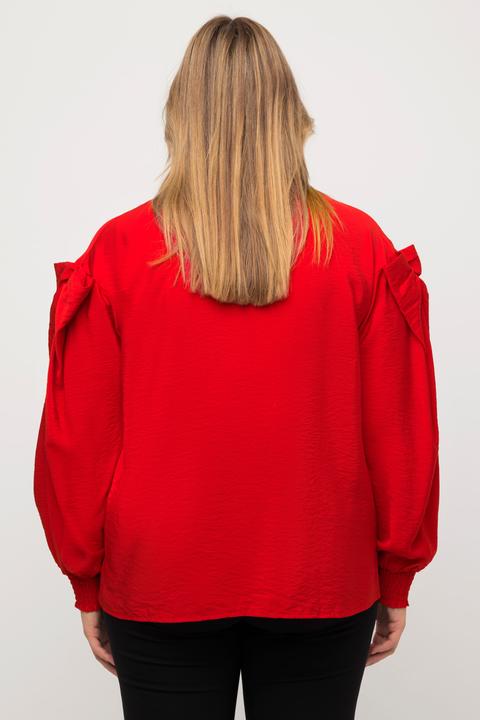 Actual product image Ulla Popken Cutout Bow Sleeve V-Neck Blouse (54)