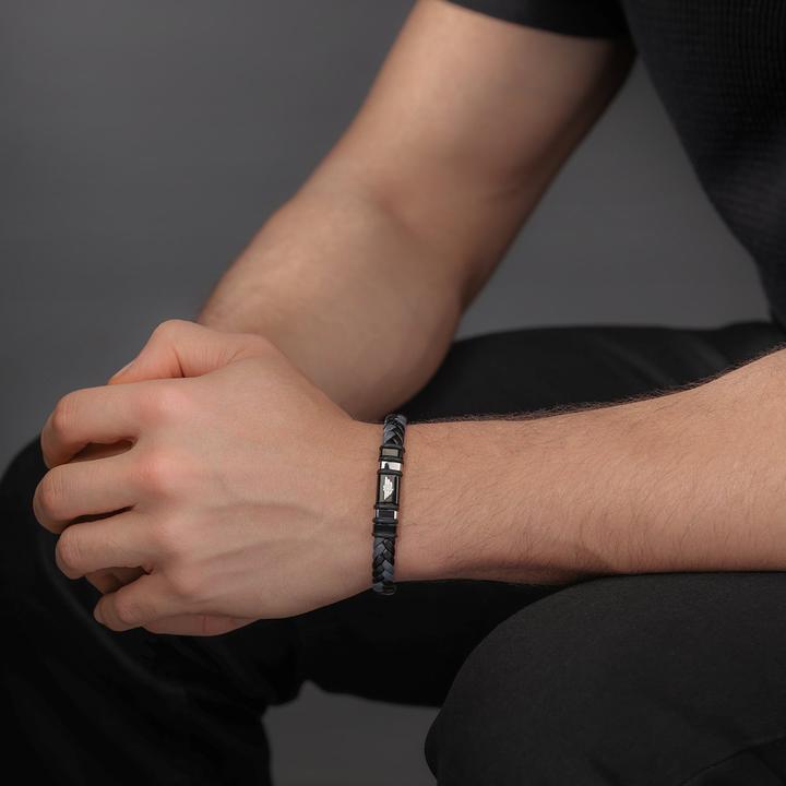 Immagine prodotto Police Wavebreaker Armband (19 cm, Acciaio inossidabile, Cuoio)