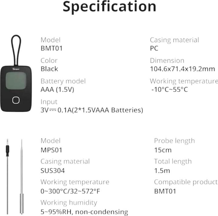 Produktbild Sonoff Temperatursensor BMT01 Schwarz