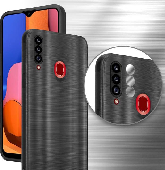 Actual product image Cadorabo Case for Samsung Galaxy A20s in TPU Brushed Camera Protector LM160 Style (Samsung Galaxy A20s)