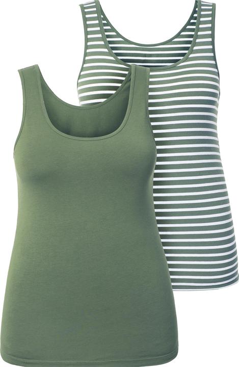 Produktbild Ulla Popken Tanktops, 2er-Pack, Ringel/uni, Unterhemden (58)