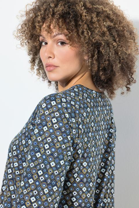 Immagine prodotto Ulla Popken Maglia dal taglio svasato con stampa animalier, scollo a V e maniche a 3/4 (54)
