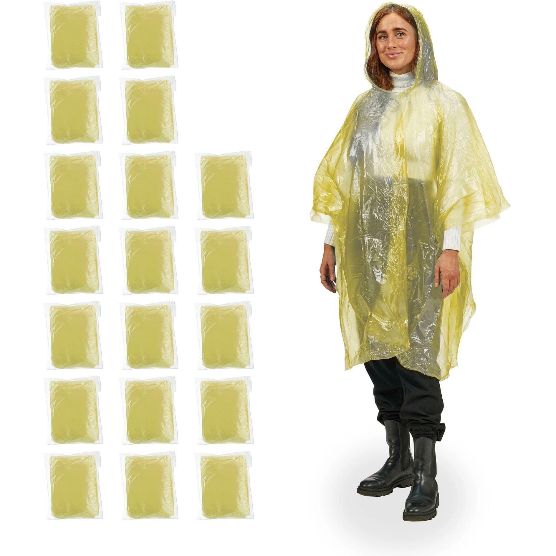 Relaxdays, Unisex, Jacke, Regenponcho (One Size), Gelb, One Size