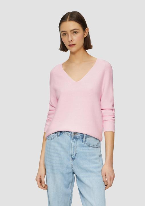 Produktbild S.Oliver Strickpullover Gerippter Strickpullover aus Baumwollmix mit V-Ausschnitt (34)