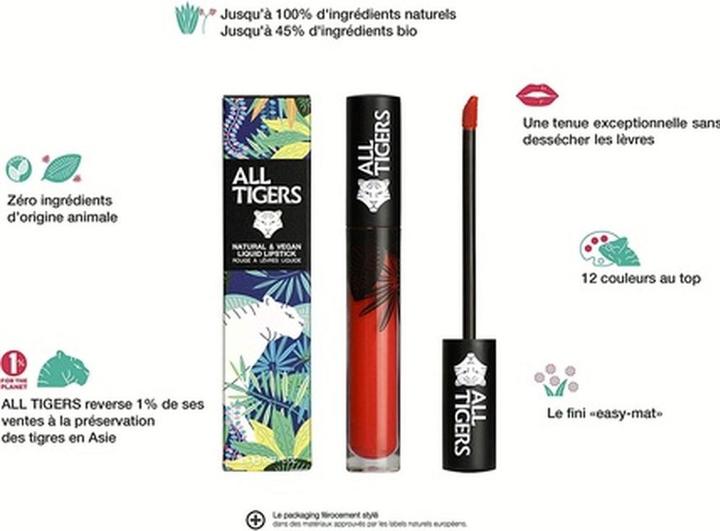Image du produit All Tigers Rouge à lèvres mat naturel & vegan (Corail)