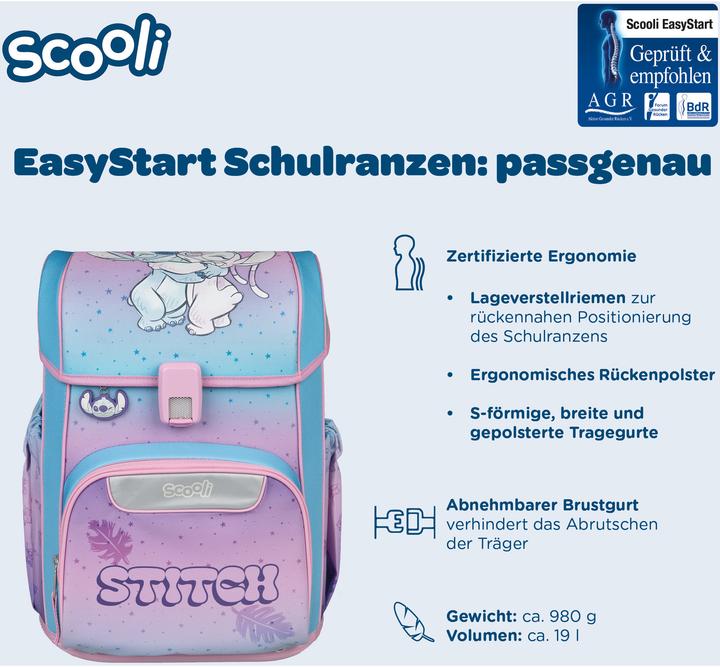 Produktbild Scooli EasyStart Schulranzen Set,5tlg Lilo & Stitch (19 l)