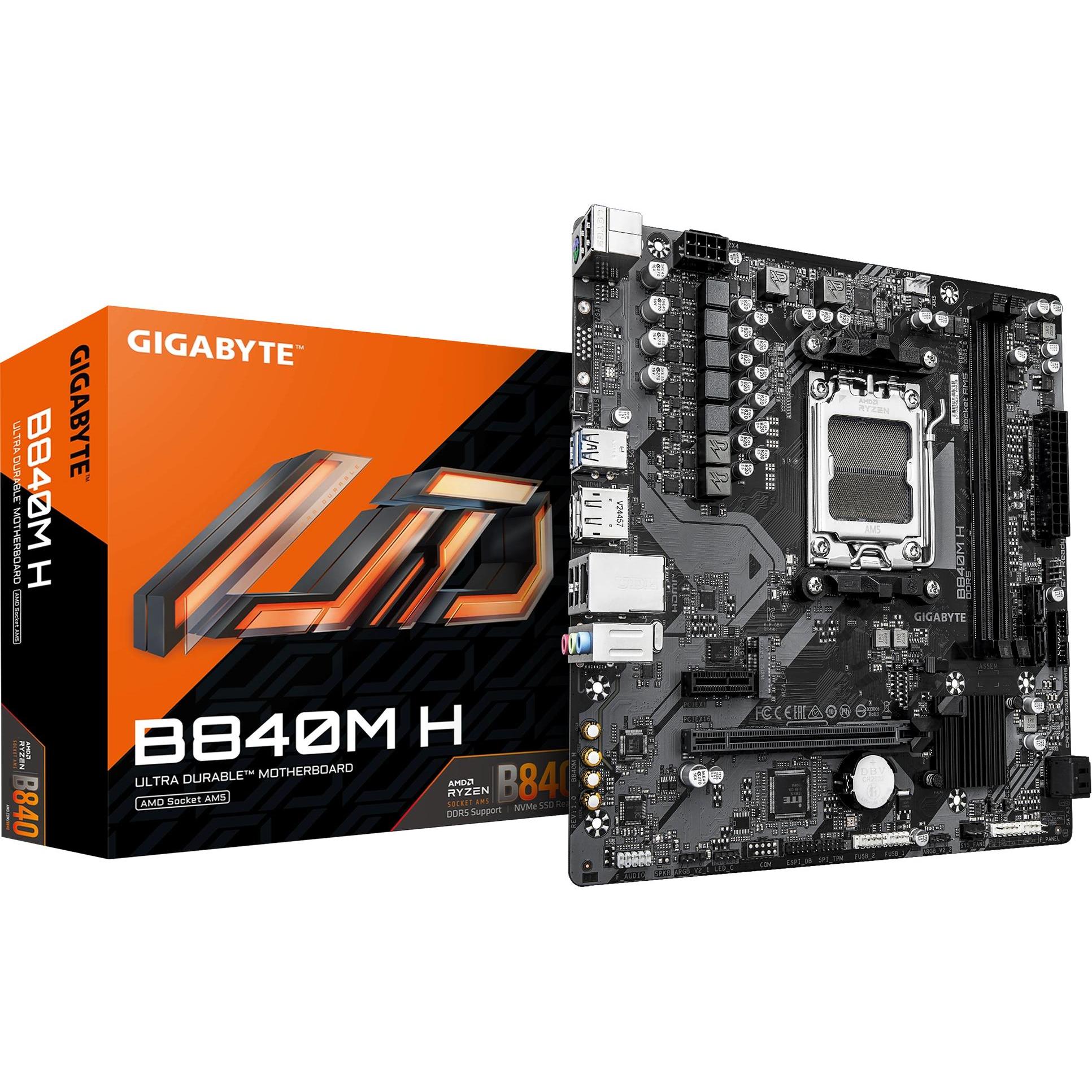 Gigabyte B840M H (B840,AM5,mATX,DDR5) (AM5, AMD B840, Micro ATX (mATX)), Mainboard