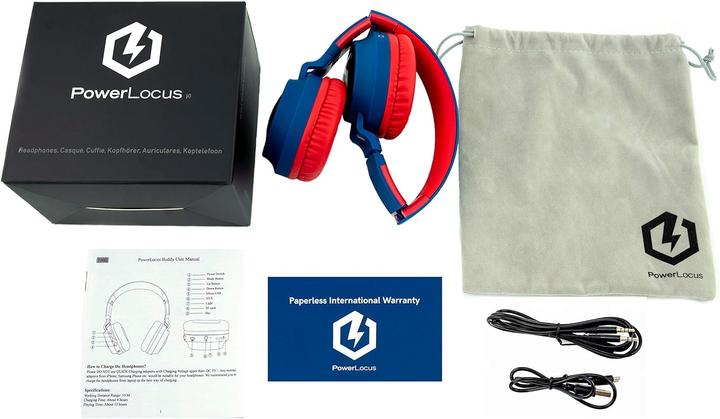 Produktbild PowerLocus Wireless Headphones Buddy Kids (Navy Red)