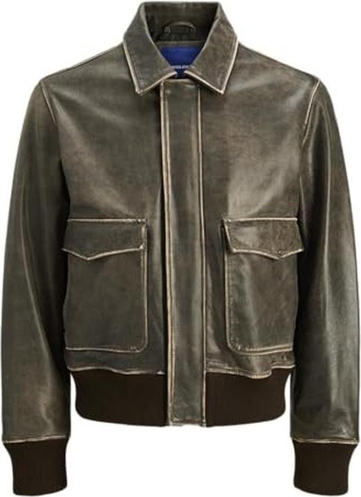 Actual product image Jack & Jones Jorgreenwich Leather Bomber Jacket (L)