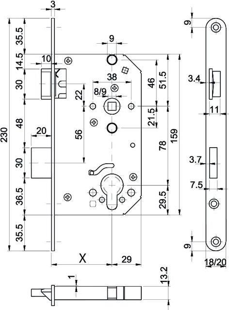 Actual product image MSL Panic Si lock 1717PBe Panic B inwards N9