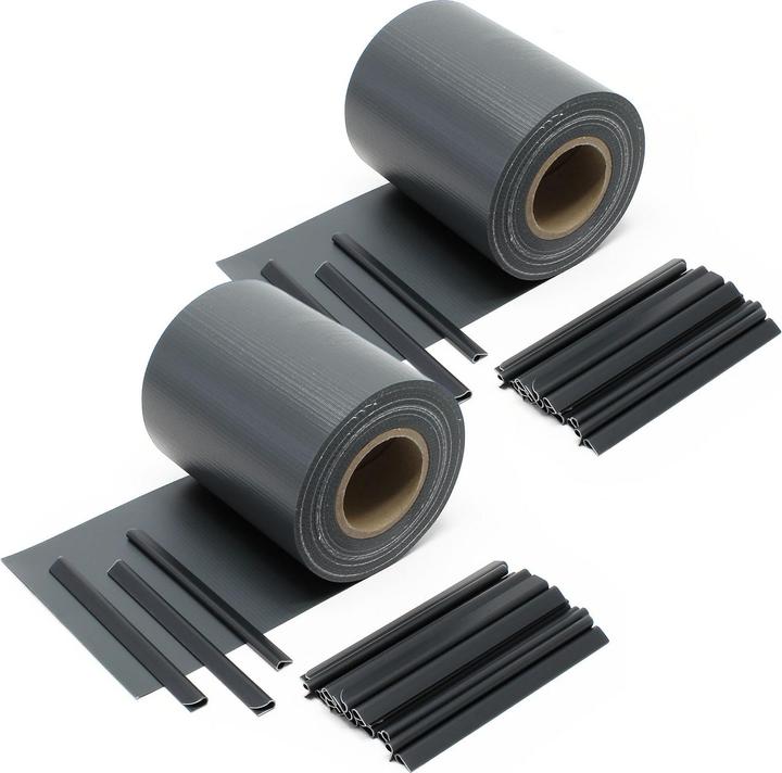 Actual product image Wiltec Anthracute Garden Fence Roll 70 m x 19 cm, made of 650 g/m² PVC with 40 Clips (7000 cm)