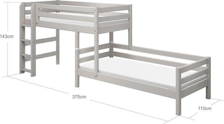 Produktbild Flexa Mittelhohes Kombibett Classic mit gerader Leiter (90 x 200 cm)