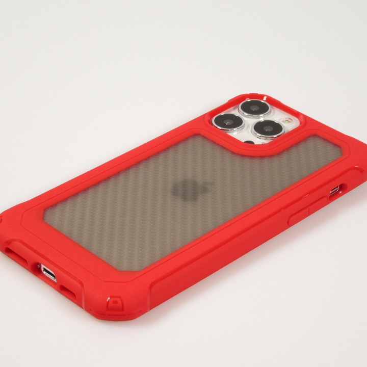 Actual product image PhoneLook Coque Cover Military Élite avec dos en carbone semi-transparent (Apple iPhone 14 Pro)