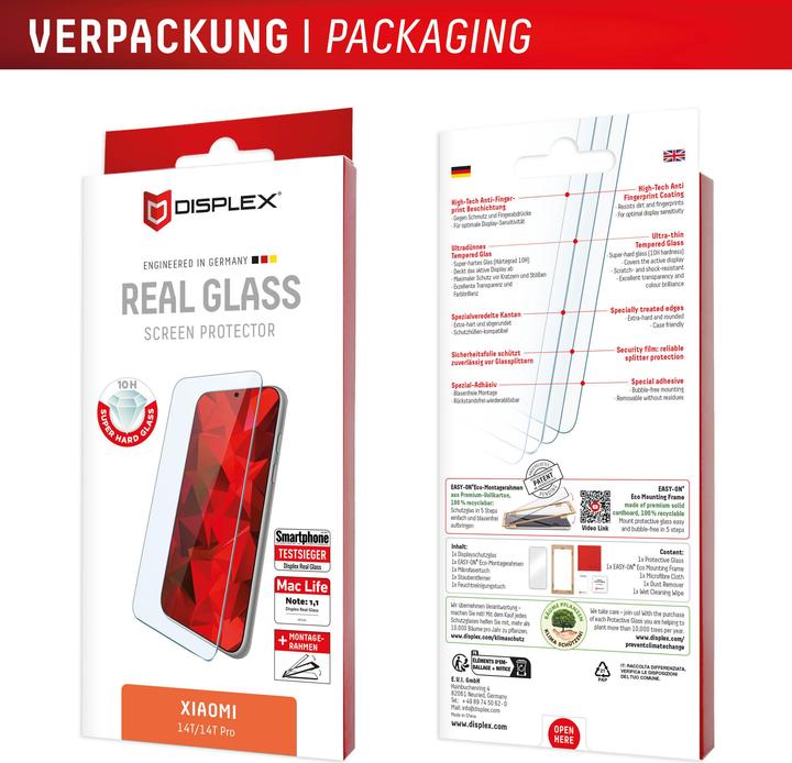 Produktbild Displex Real Glass, 2D Panzerglas (1 Stück, Xiaomi 14T Pro, Xiaomi 14T)