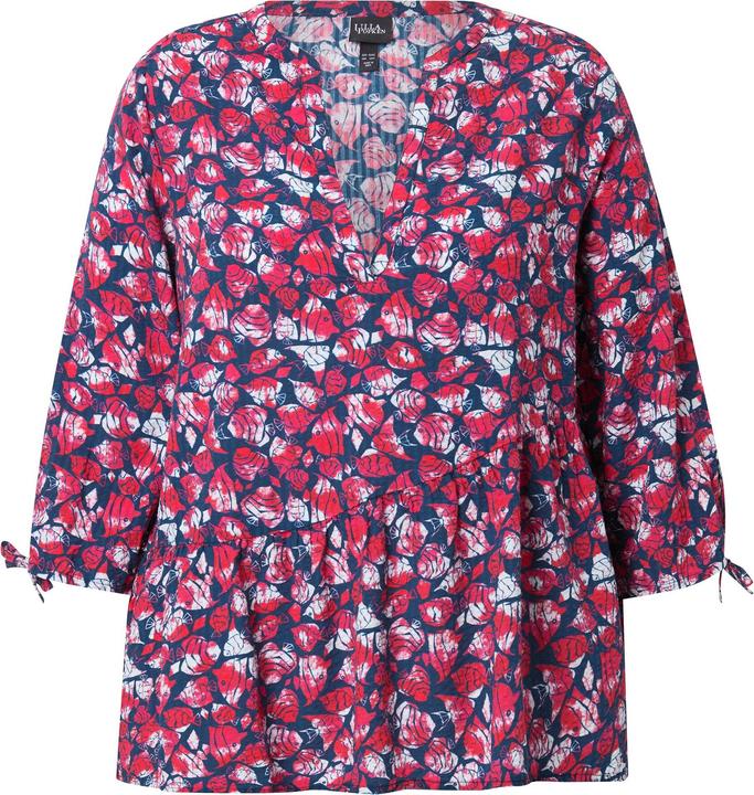 Produktbild Ulla Popken Bluse, Fische, A-Linie, V-Ausschnitt, 3/4-Arm (50, 52)