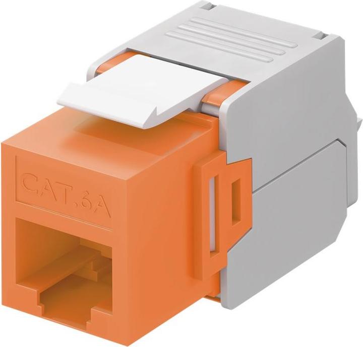 Image du produit Goobay CAT 6a KeyStone RJ45 Jack,non blindé, 500MHz, orange-blanc (Module Keystone)