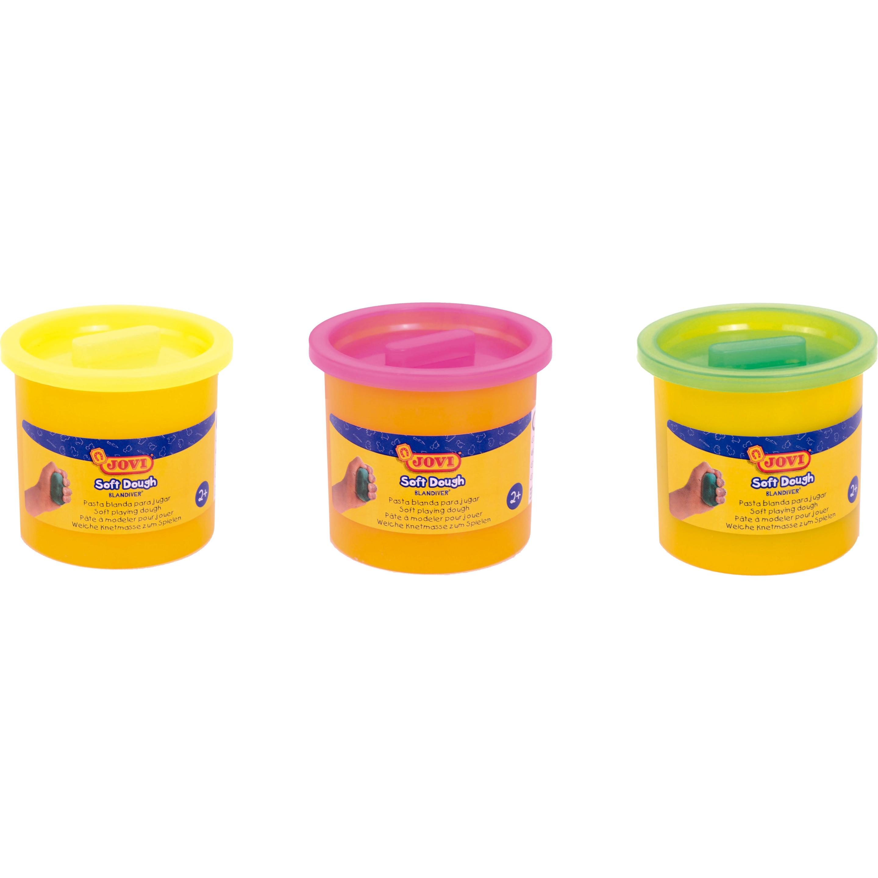 Jovi Knetmasse Soft Dough Blandiver Neon gelb/rot/grün VE=3 Dosen