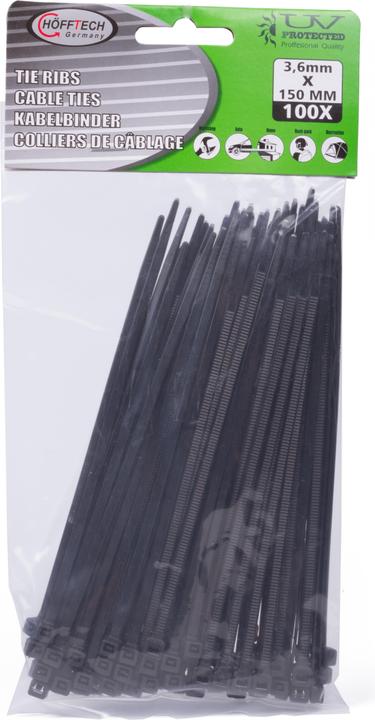 Image du produit Benson Serre cables 3,6 x 150 mm 100 pcs noir (Serre-câbles en plastique, 150 mm, 100 pcs)