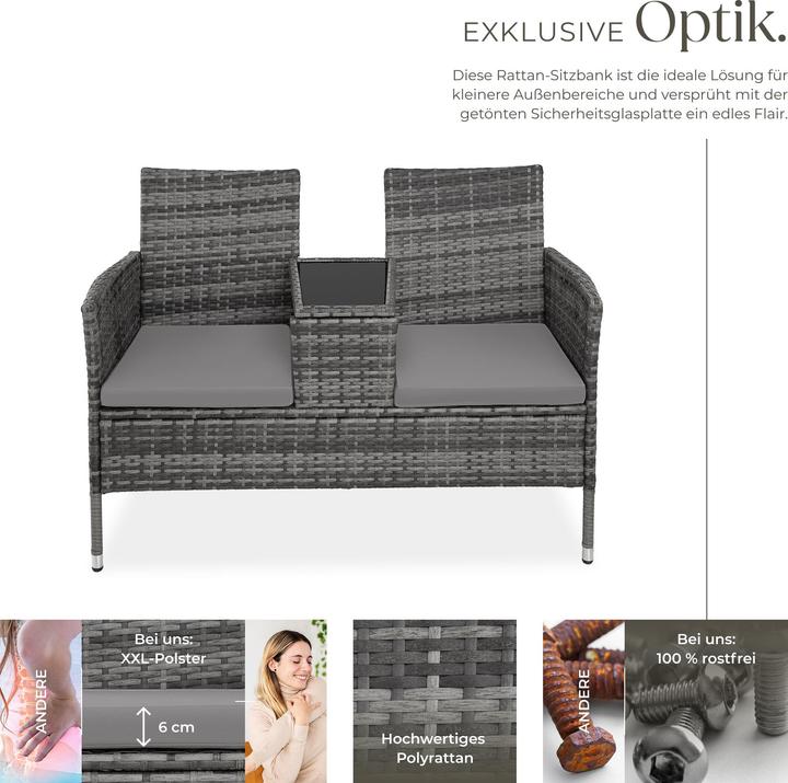 Produktbild tectake Rattan Gartensitzbank