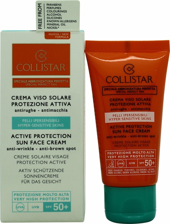 Actual product image Collistar CS Sun - Active Protection Sun Face Cream Anti-Wrinkle SPF 50+ (Sun cream face, SPF 50, 50 ml)