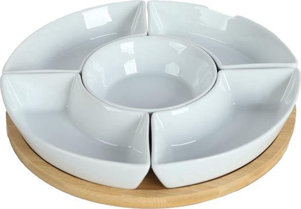 Domoletti Oval Porcelain Bowl Bamboo Plate 29cm