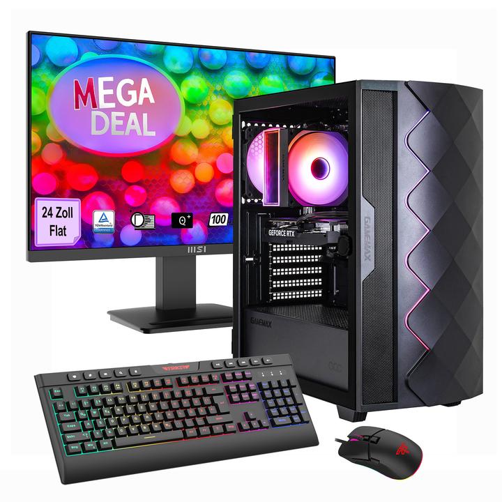 Produktbild GameMax Diamond BK SET2695 + MSI PRO MP2412 Monitor 60cm (24") + Maus & Tastatur (1000 GB, 16 GB, GeForce RTX 5050)