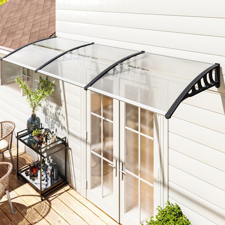 Image du produit Outsunny Pultvordach Polycarbonate, Aluminium Transparent+Schwarz